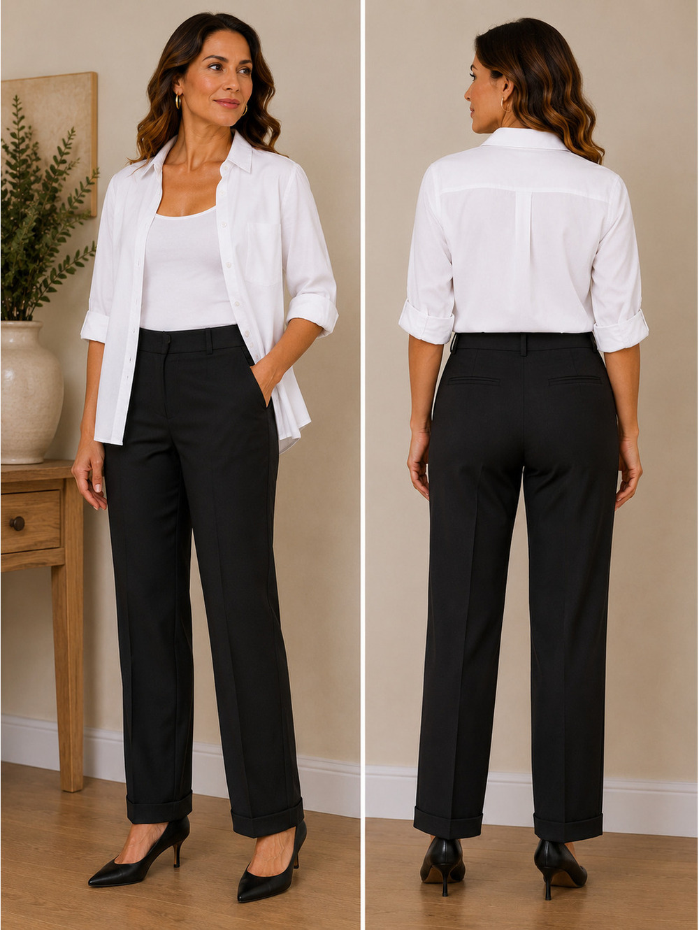 Classiques Entier Black Wool‎ Blend Dress Pants Size 12